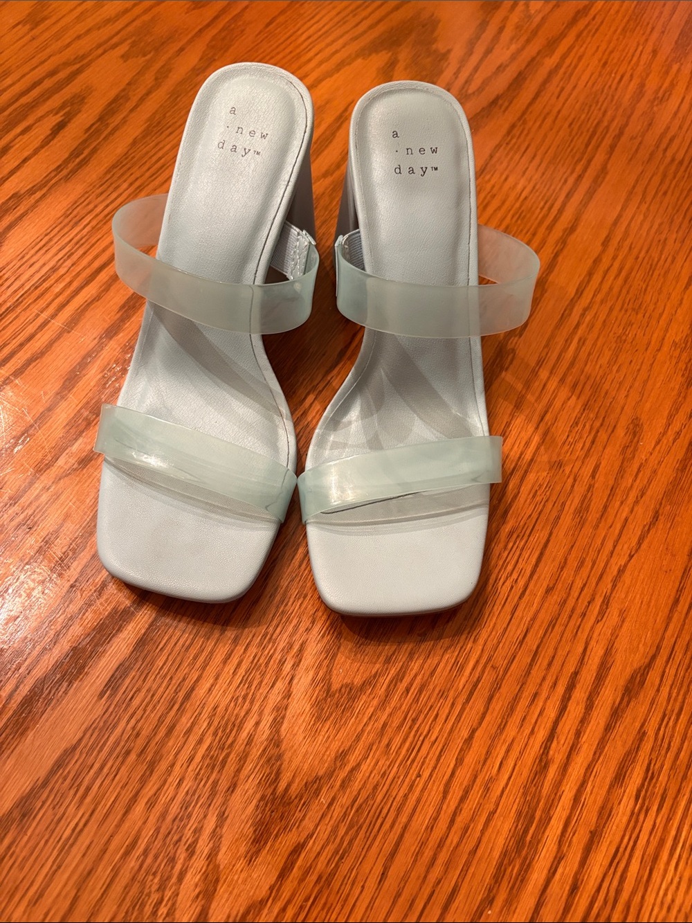 a new day Baby Blue Clear Strap Block Heel Slide Sandals